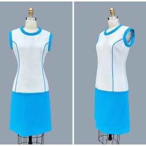 SPACE AGE Vintage jaren 60 mod-jurk | Jaren 60-stijl Jetson | Pin-up, gekke mannen, futuristisch | Geribbelde textuur | Maat medium