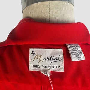 MARTINI Vintage 70s Deadstock Red Jersey Knit Polyester Disco Shirt 1970s Dead Stock, New Old Fitted Funk Top Size Mens Medium image 6