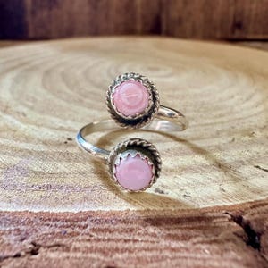 DOUBLE CONCH SHELL and Sterling Silver Adjustable Ring | Handmade Pink Shell Jewelry | Southwestern | Size, Adjustable