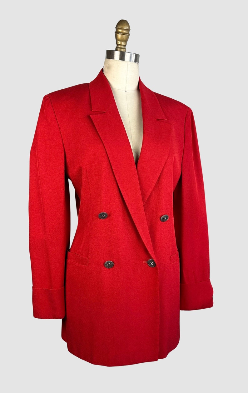 GIANNI VERSACE VERSUS Vintage 90s Candy Red Double Breasted Blazer 1990s Italian Designer Jacket 80s 1980s Made in Italy Size Small image 3