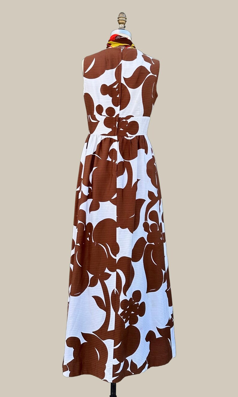 MALIA HAWAIIAN Vintage 70s Maxi Dress | 1970s Barkcloth Cotton Fit and ...