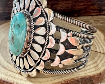 L.James L.ジェームス NAVAJO ストーン バングル 12kgf L. JAMES S/S Flower Power Navajo Turquoise Sterling Silver