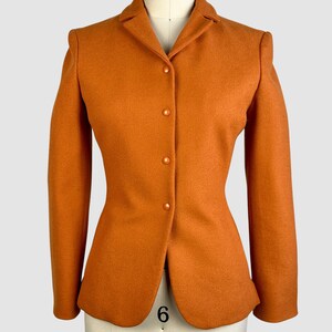 MIU MIU Vintage 90s Orange Wool Blazer with Novelty Back Pocket 1990s Prada Italian Designer Jacket 2000s Y2K Made in Italy Size Small image 3