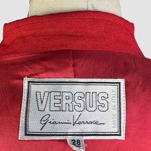 GIANNI VERSACE VERSUS Vintage 90s Candy Red Double Breasted Blazer 1990s Italian Designer Jacket 80s 1980s Made in Italy Size Small image 7