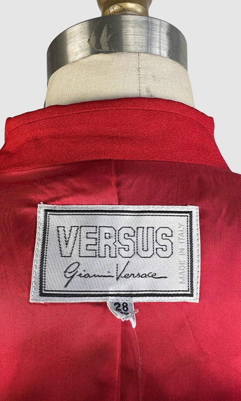 GIANNI VERSACE VERSUS Vintage 90s Candy Red Double Breasted Blazer 1990s Italian Designer Jacket 80s 1980s Made in Italy Size Small image 7