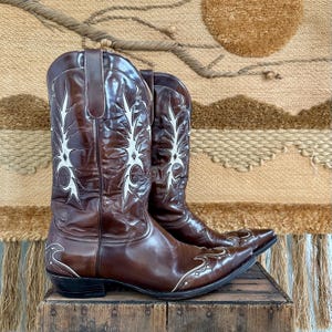 OLD GRINGO Mens Leather Western Boots | Shiny Brown Cowboy Boots | Vintage Western Wear | Made in Mexico | Mens 13