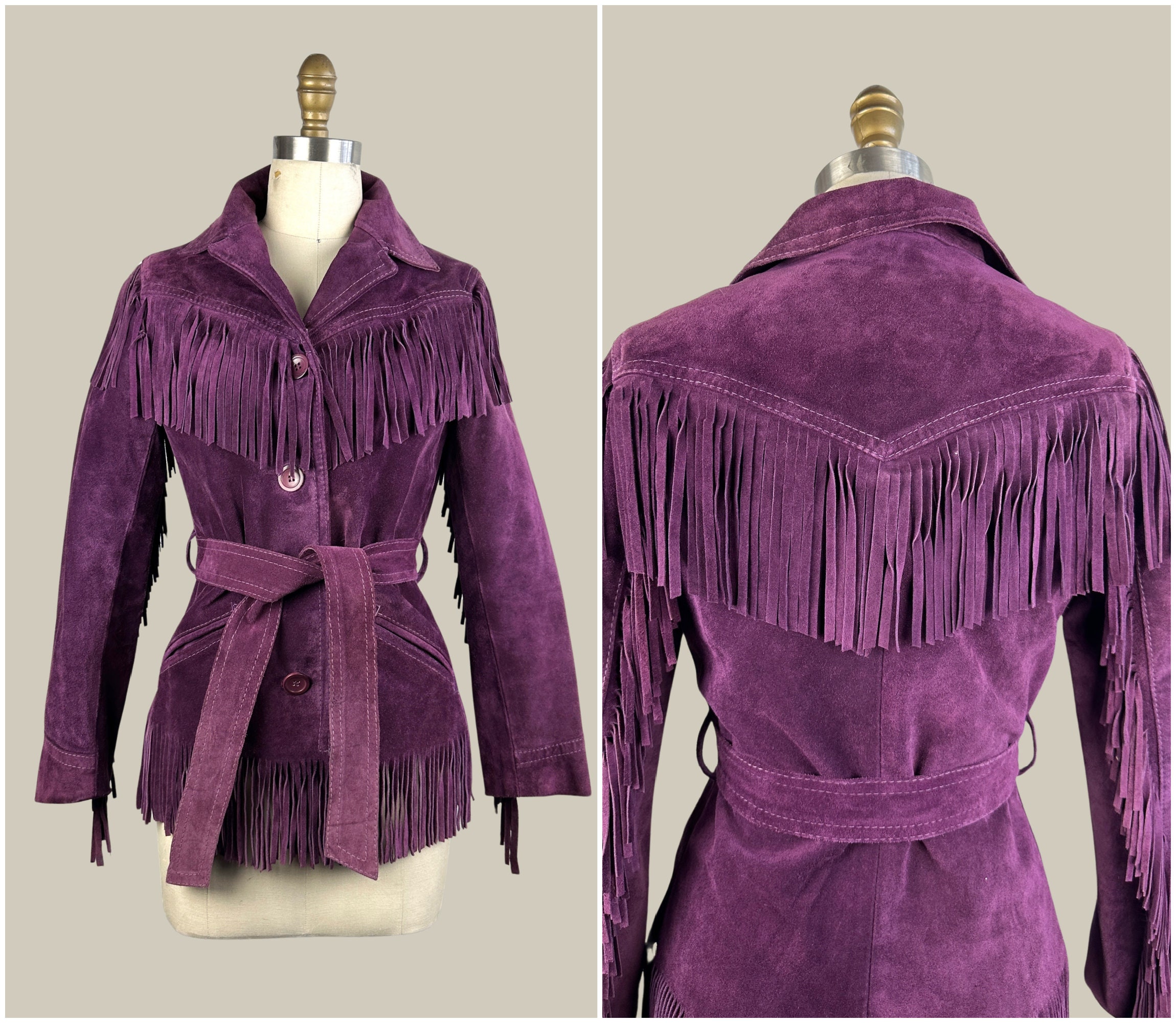 WINLIT by LISTEFF Vintage 70s Purple Suede Fringe Jacket