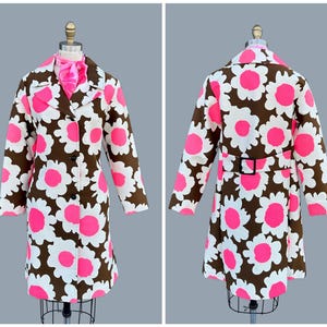 Abrigo acolchado vintage de los años 60, nuevo, sin usar / Chaqueta estilo Mod de los años 60, con estampado floral abstracto / Abrigo largo estilo Mad Men / Talla mediana