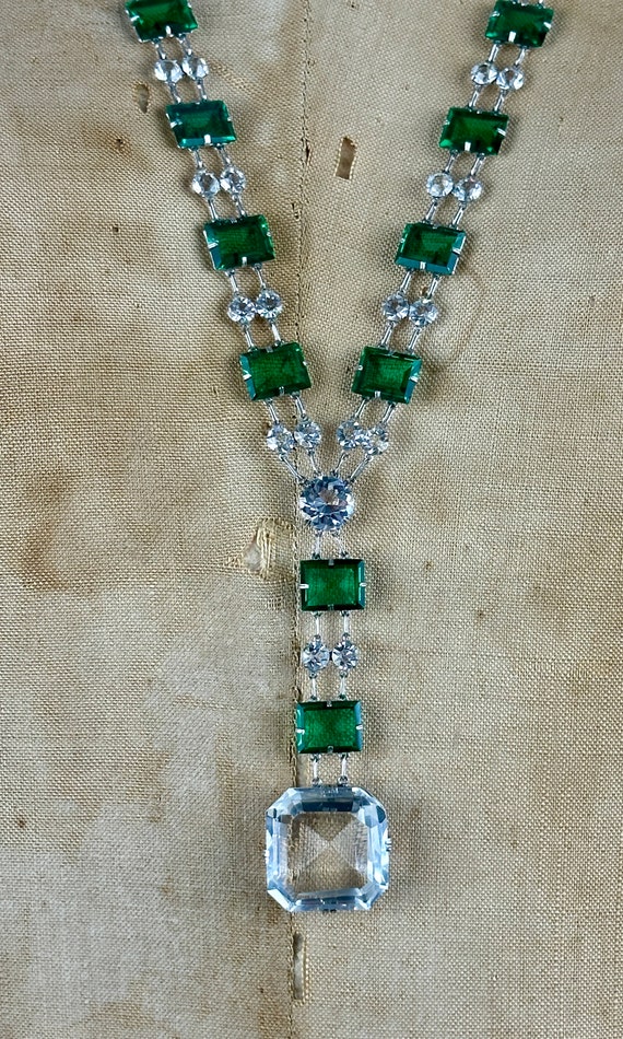 ART DECO ERA Vintage 30s Crystal Necklace | 1930s… - image 4