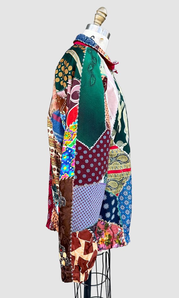 PATCHWORK UPCYCLED TIES Vintage 80s/90s Bomber Ja… - image 6