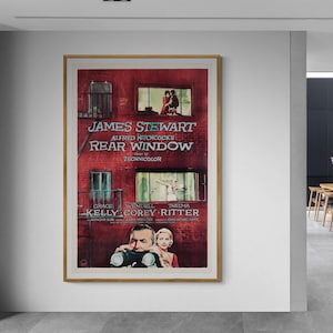 Rear Window Movie Poster: Hitchcock, Kelly & Stewart - Vintage Film Art