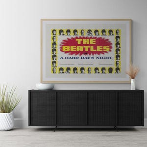 The Beatles Hard Days Night Movie Poster Vintage | Large Print Wall Decor, Canvas or Print