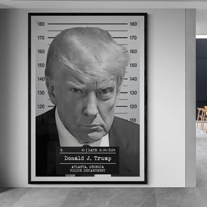 President Donald Trump Mugshot | Large Print Wall Decor | Canvas or Print | Framed /Unframed