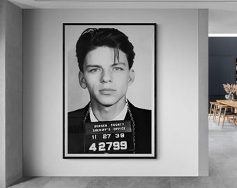 Frank Sinatra Mugshot | Large Print Wall Decor | Canvas or Print | Framed /Unframed