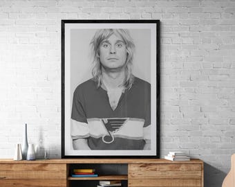 Ozzy Osbourne Mugshot - Large Print Wall Decor, Canvas or Print (Framed /Unframed and Mat/No Mat)