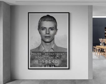 David Bowie Mugshot | Large Print Wall Decor | Canvas or Print | Framed /Unframed