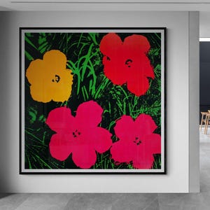 Warhol Flowers Print: 1960s Retro Pop Art, Floral Wall Decor