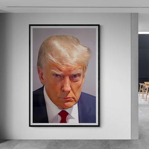 President Donald Trump Mugshot | Large Print Wall Decor | Canvas or Print | Framed /Unframed