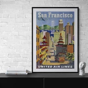 Vintage San Francisco Travel Poster: United Air Lines Retro Print