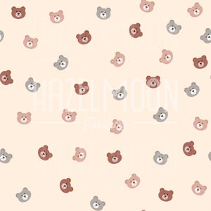 Teddy Bear Faces Seamless Repeating Pattern Hand Drawn Digital PNG files Teddies Baby Nursery Patterns