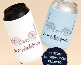 Enfriador de latas personalizado para despedida de soltera en la playa, funda náutica para despedida de soltera, enfriador de latas Last Splash Bach, regalos de despedida de soltera de sirena, Last Splash