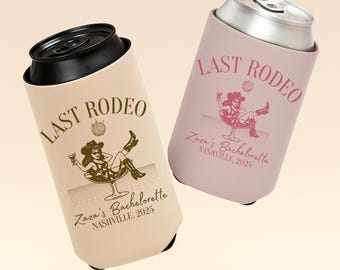 Last Rodeo Bachelorette Can Coolers, Cowgirl Custom Bachelorette Party Favors, Nashville Personalized Can Sleeves, Custom Can Holder
