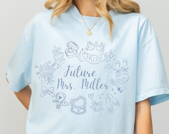 Zukunft Frau T-Shirt, Benutzerdefinierte Verlobung Shirt Personalisierte Braut T-Shirt, Verlobung Geschenk für Jahrestag Wifey Shirt, neu verlobte Geschenk
