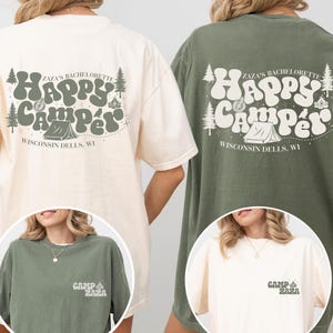 Custom Camp Bachelorette Shirts, Camping Bridesmaid Gift, Happy Camper T Shirt, Bride Camping Shirt, Summer Camp Theme Party Shirt