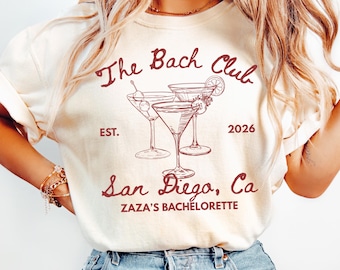The Bach Club Comfort Colors Custom Bachelorette Party T-Shirt, Personalized Design Options, Unisex Cotton Tees, Bach Matching Shirts