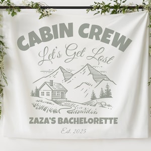 Cabin Crew Junggesellinnenabschied Wandbehang, Wandern Brautparty Dekor, Camping Party Kulisse, Brautparty Willkommensschild, Camping Bach