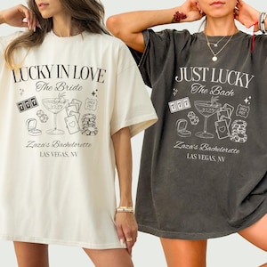 Lucky In Love Las Vegas Bachelorette Shirt, Bridesmaid Girls Trip Gift, Retro Casino Bachelorette Party Shirt, Custom Name Social Club Shirt