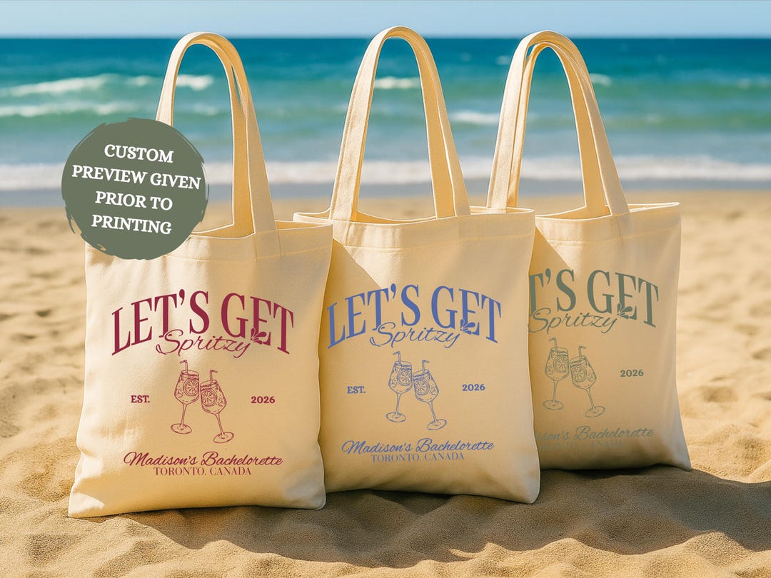 Let's Get Spritzy Bachelorette Tote Bags, Custom Bachelorette Tote Bag ...