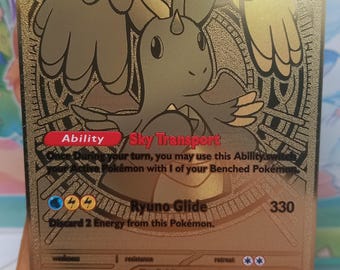 Pokemon Card Mega Dragonite Ex 295/217 Gold Metal - Etsy