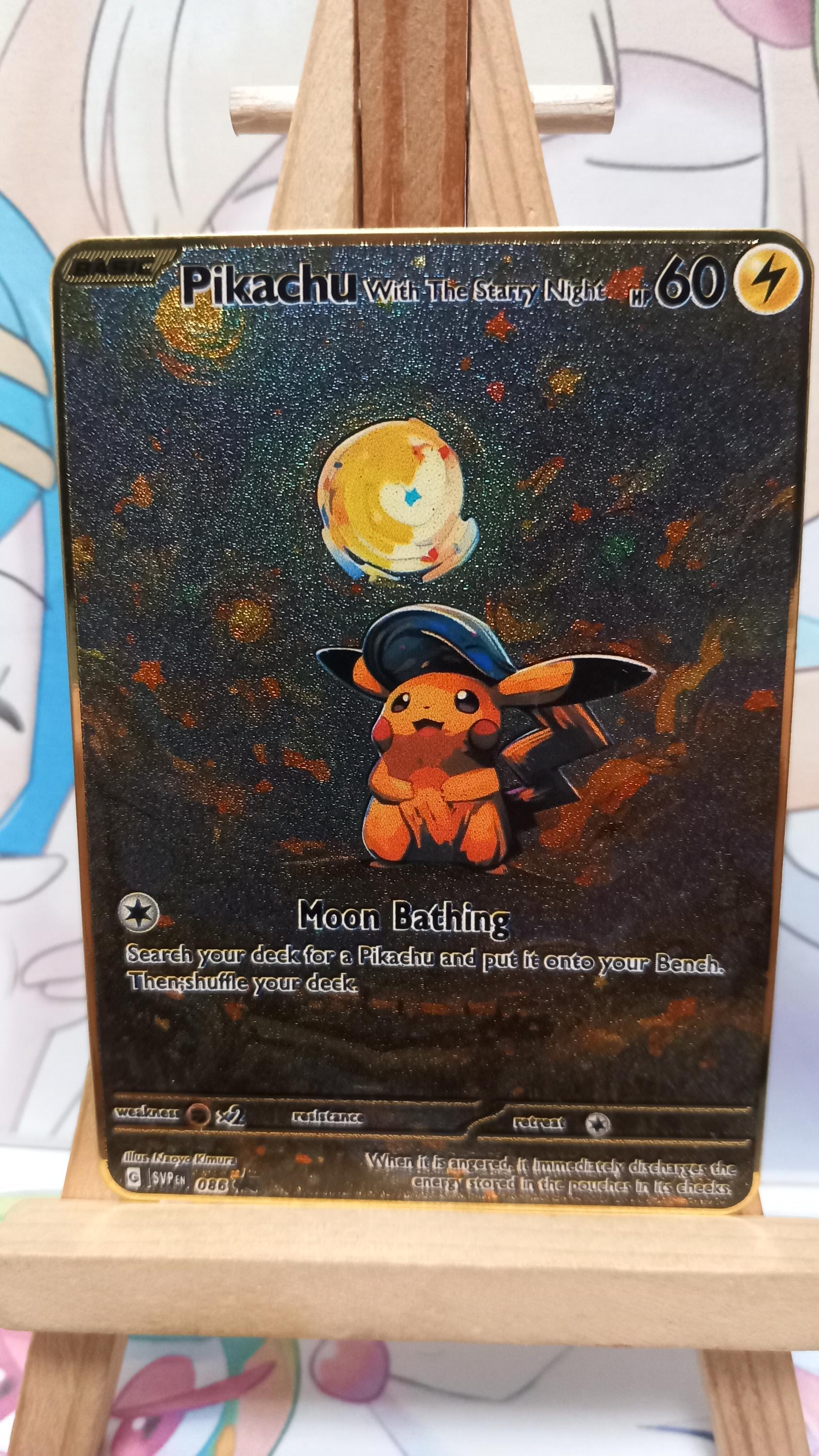 Pokemon Card Pikachu With the Starry Night 086 Gold Metal - Etsy