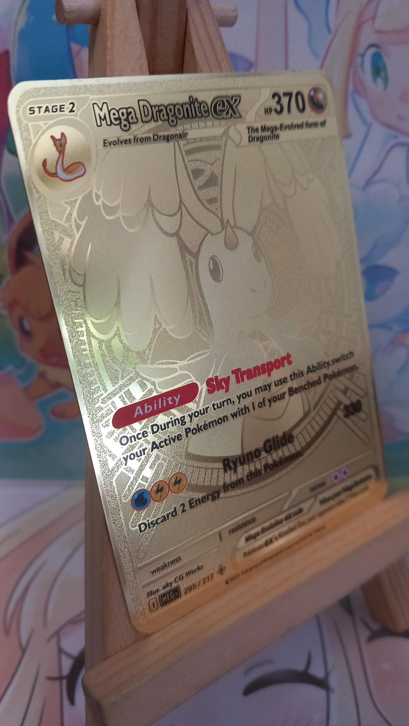 Pokemon Card Mega Dragonite Ex 295/217 Gold Metal - Etsy