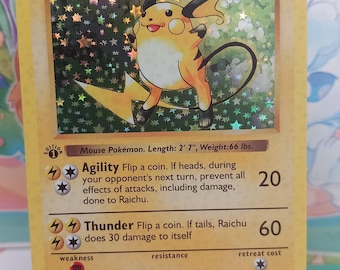 Raichu Card 14/102 Edition 1 Holographic English Version