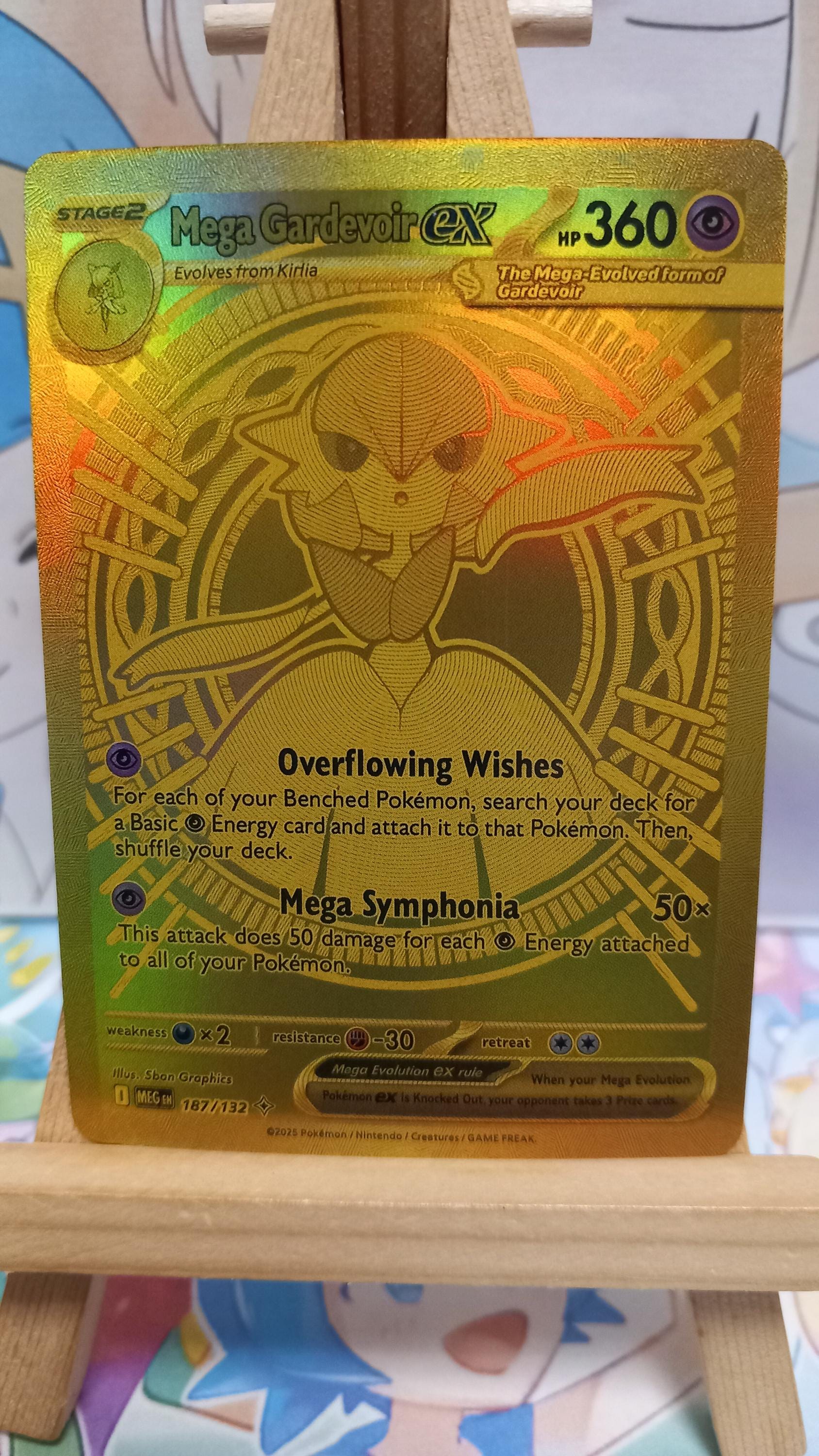 Mega Gardevoir Card Ex 187/132 Holographic Gold Texture English