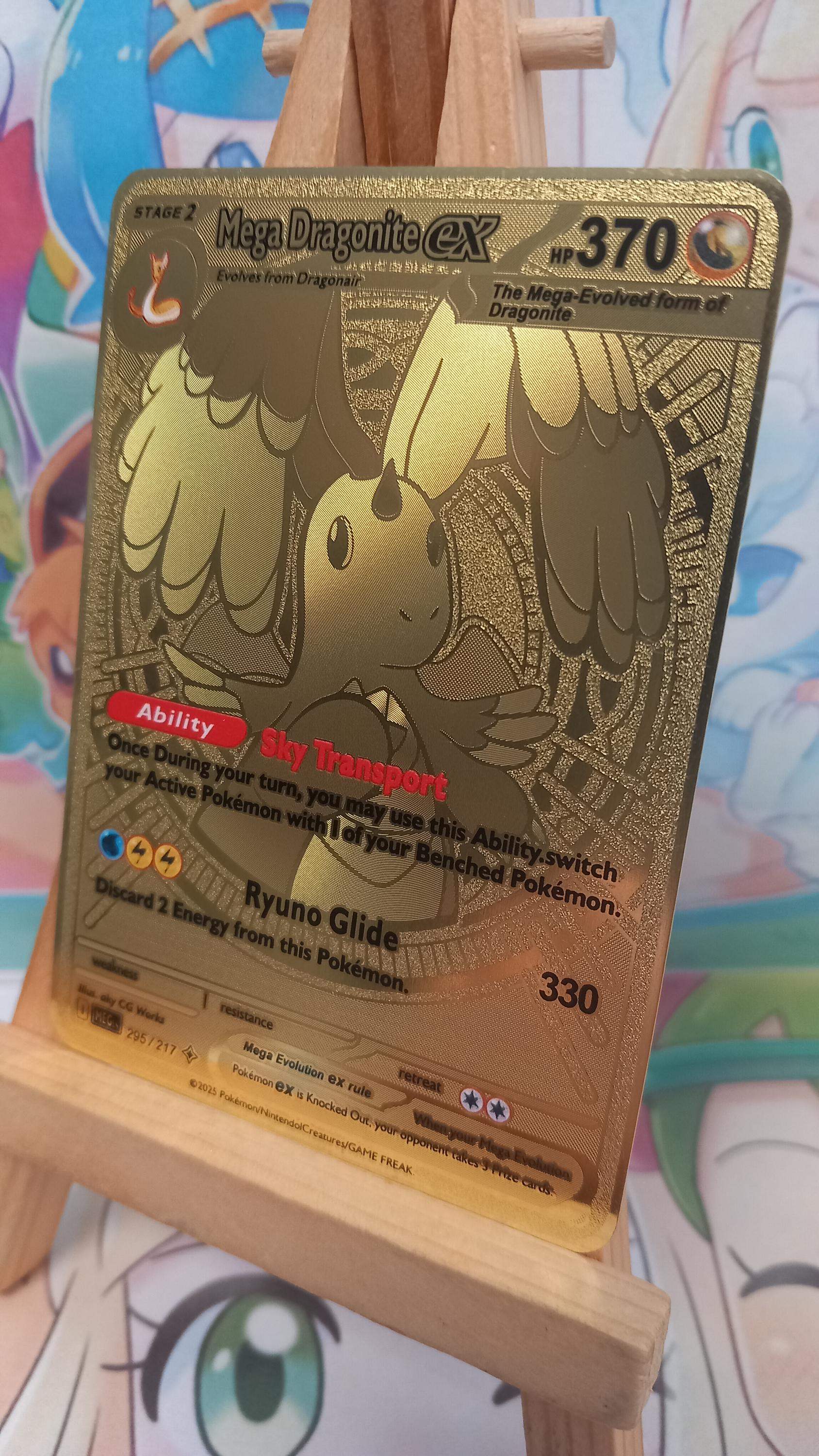 Pokemon Card Mega Dragonite Ex 295/217 Gold Metal - Etsy