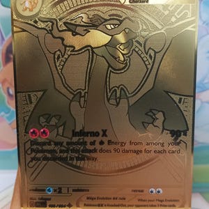 Pokemon Card Mega Charizard X Ex 130/094 Gold Metal - Etsy