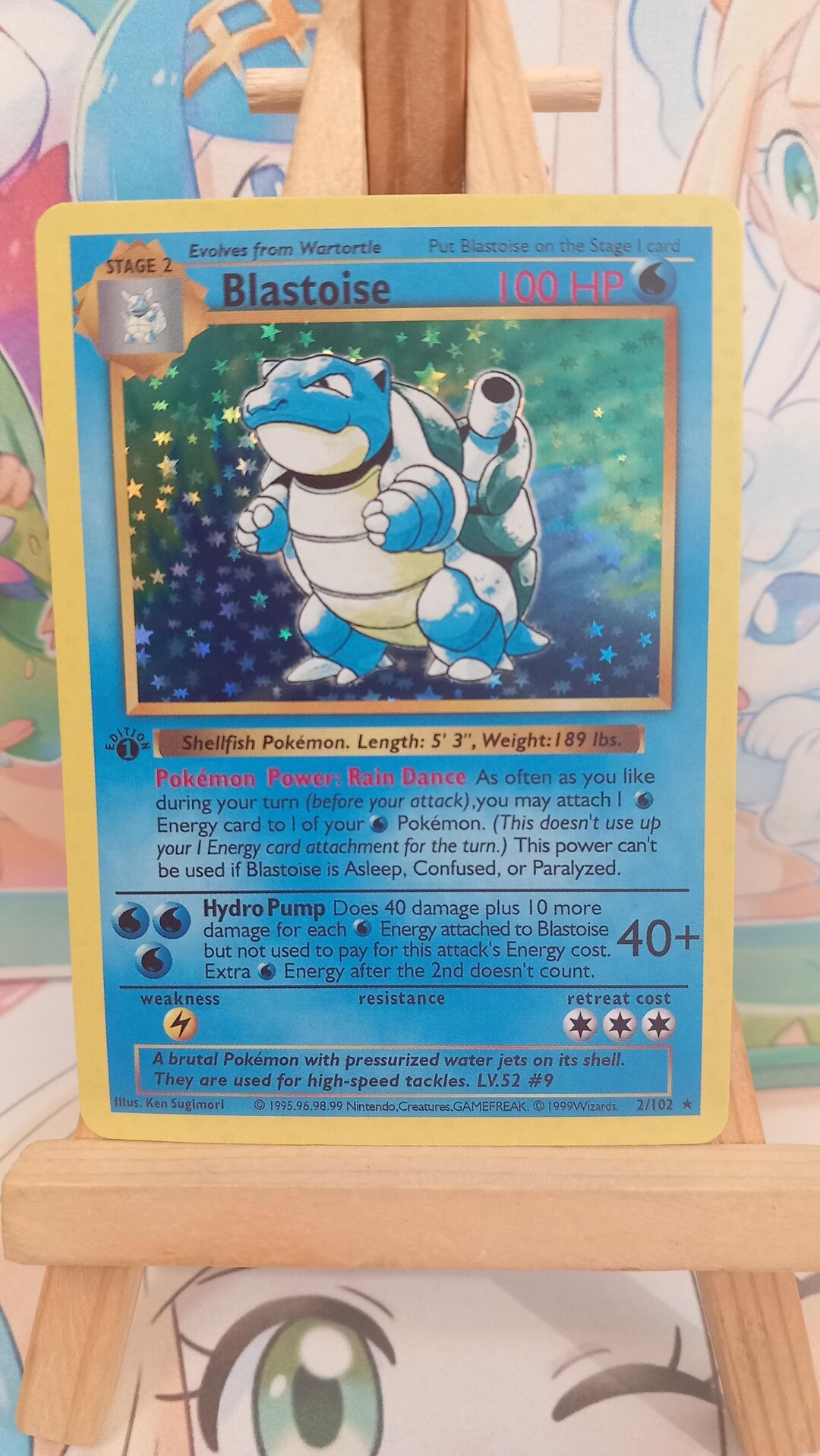 Blastoise Card 2/102 Edition 1 Holographic English Version - Etsy