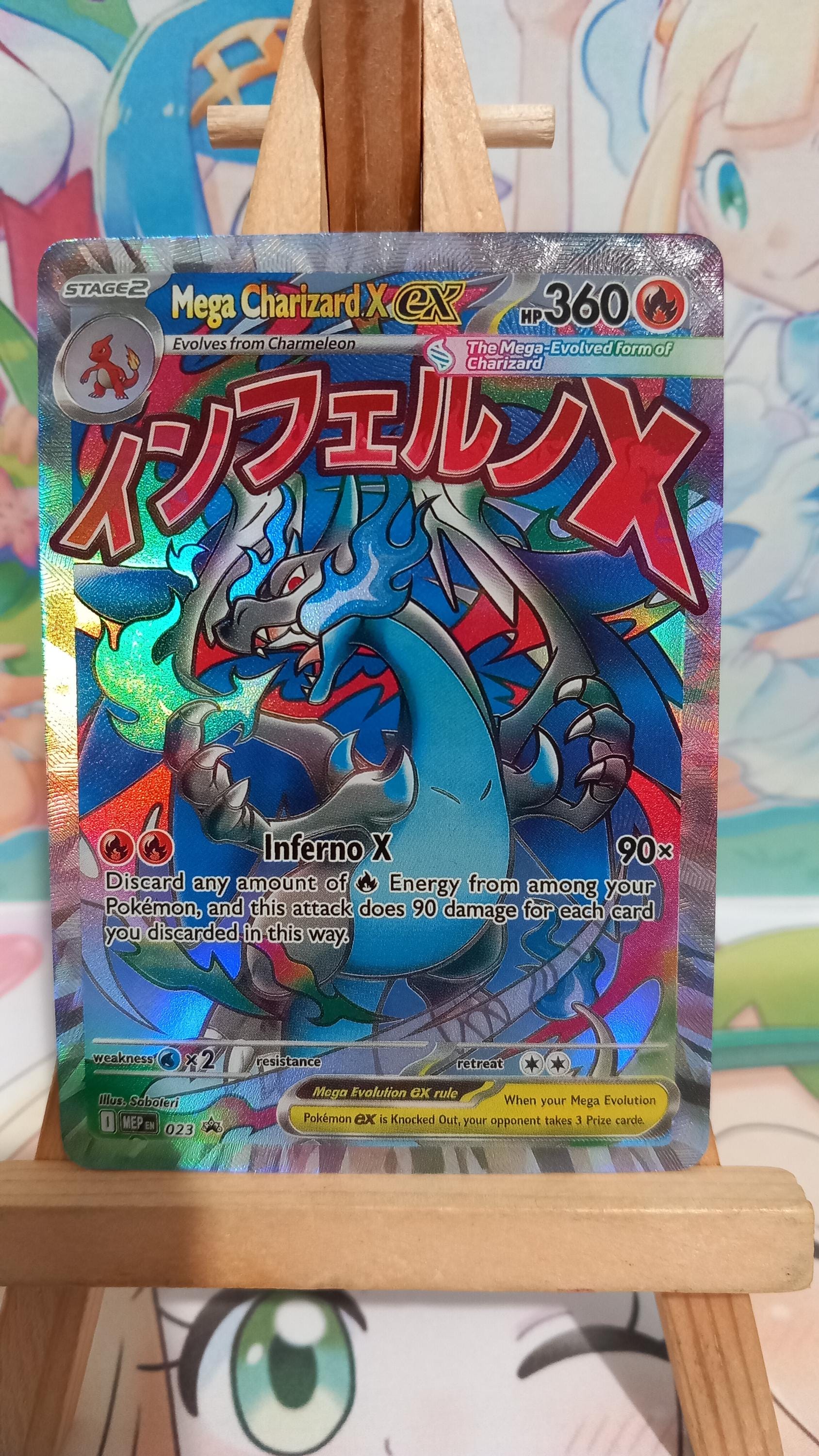 Mega Charizard X Ex 023 Card With Holographic Texture, English