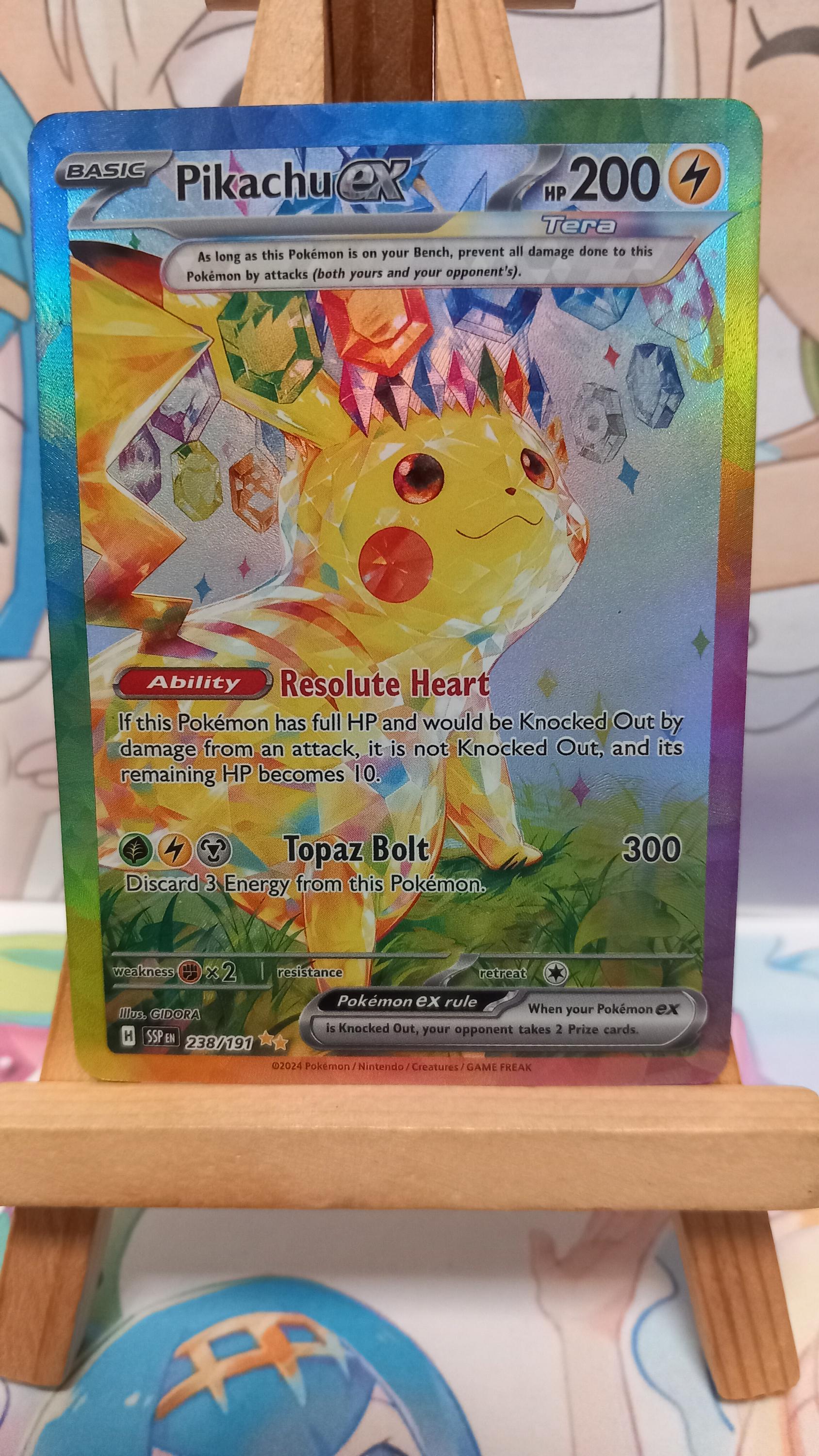 238 191 pokemon card Pikachu EX SIR - 238/191 - TCG by Niklaus your opponent takes 2 Prize cards. Pikachu Card 238/191 Ex Terastal