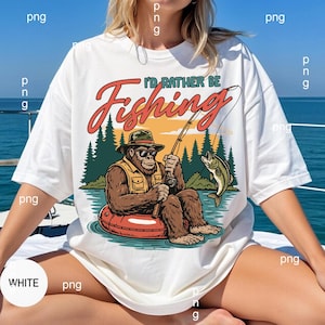 Camo Bigfoot Fishing PNG, I’d Rather Be Fishing PNG, Funny Sasquatch Bass Fishing PNG, Redneck Outdoors Png, Fisherman Png Design