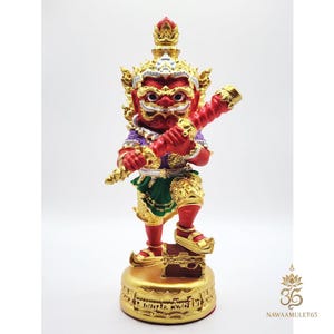 Thai Amulet | Art Toy | Thao Wessuwan Statue with Red Body - Thep Khum Sap 2 Edition Blessed by Luang Phor Phat Wat Huai Duan 2566