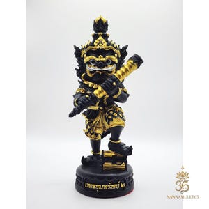 Thai Amulet | Art Toy | Thao Wessuwan Statue with Black Body - Thep Khum Sap 2 Edition Blessed by Luang Phor Phat Wat Huai Duan 2566