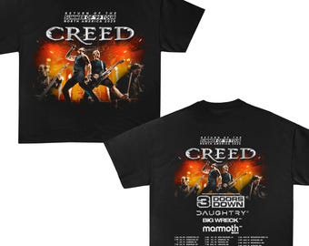 Camiseta da turnê de verão de 99 da banda Creed 2025, presente para fãs da banda Creed, produtos para o show da banda Creed 2025, camiseta com estampa da banda de rock Creed