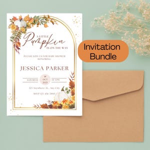 Little Pumpkin Baby Shower Bundle | Fall Baby Shower Invitation | Cute Pumpkin Invitation | Baby Shower Bundle | Pumpkin Theme | Editable