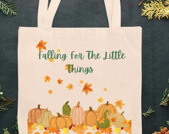 Comoda borsa tote in cotone per l'autunno - Ideale per la stagione del raccolto autunnale e le visite ai campi di zucche.