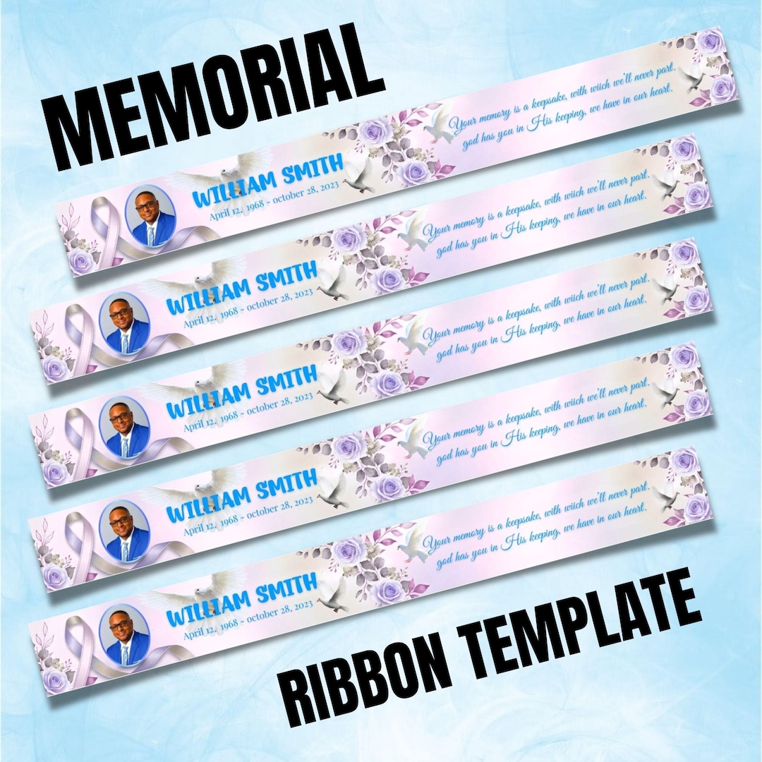 Memorial Ribbon Template, Funeral Announcement, Editable Canva Design ...