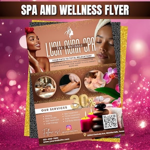 Spa Wellness Flyer,Massage Therapy, DIY Design Facial Spa Flyer, Therapist Flyer, Skin Care Services Flyer, Digital Download, Canva Editable